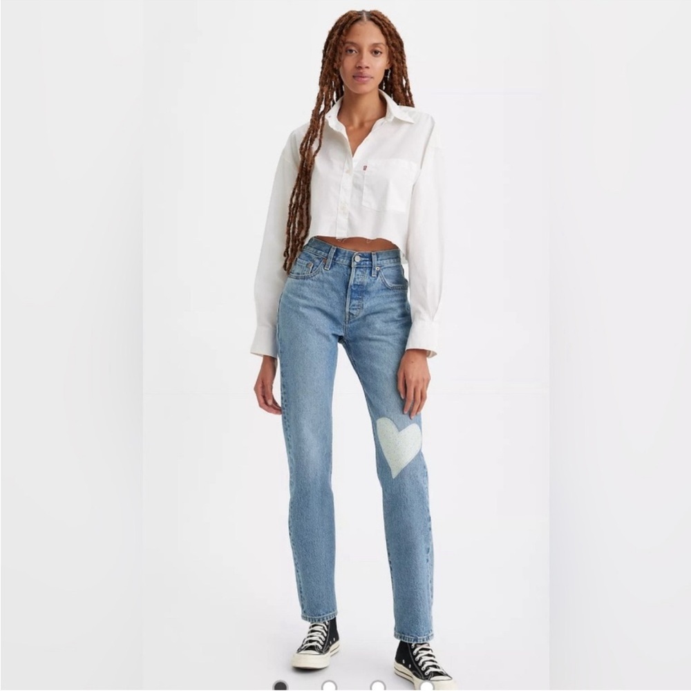 LEVI'S WOMEN'S 501® MEDIUM WASH FIELD NOTES STRAIGHT JEANS. Size 25 NWT - Picture 5 of 13